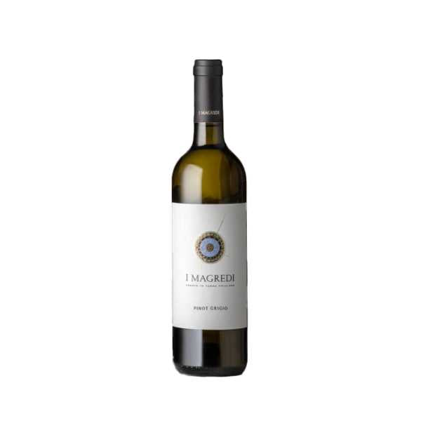 Fles Pinot Grigio Friuli DOC Grave – I Magredi, frisse droge witte wijn uit Friuli met aroma’s van bloesem, appel, peer en subtiel tropisch fruit.

