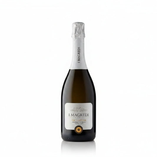 Fles Ca’ Lisetta Prosecco DOC Extra Dry – I Magredi, frisse Glera met wisteria, appel en perzik

